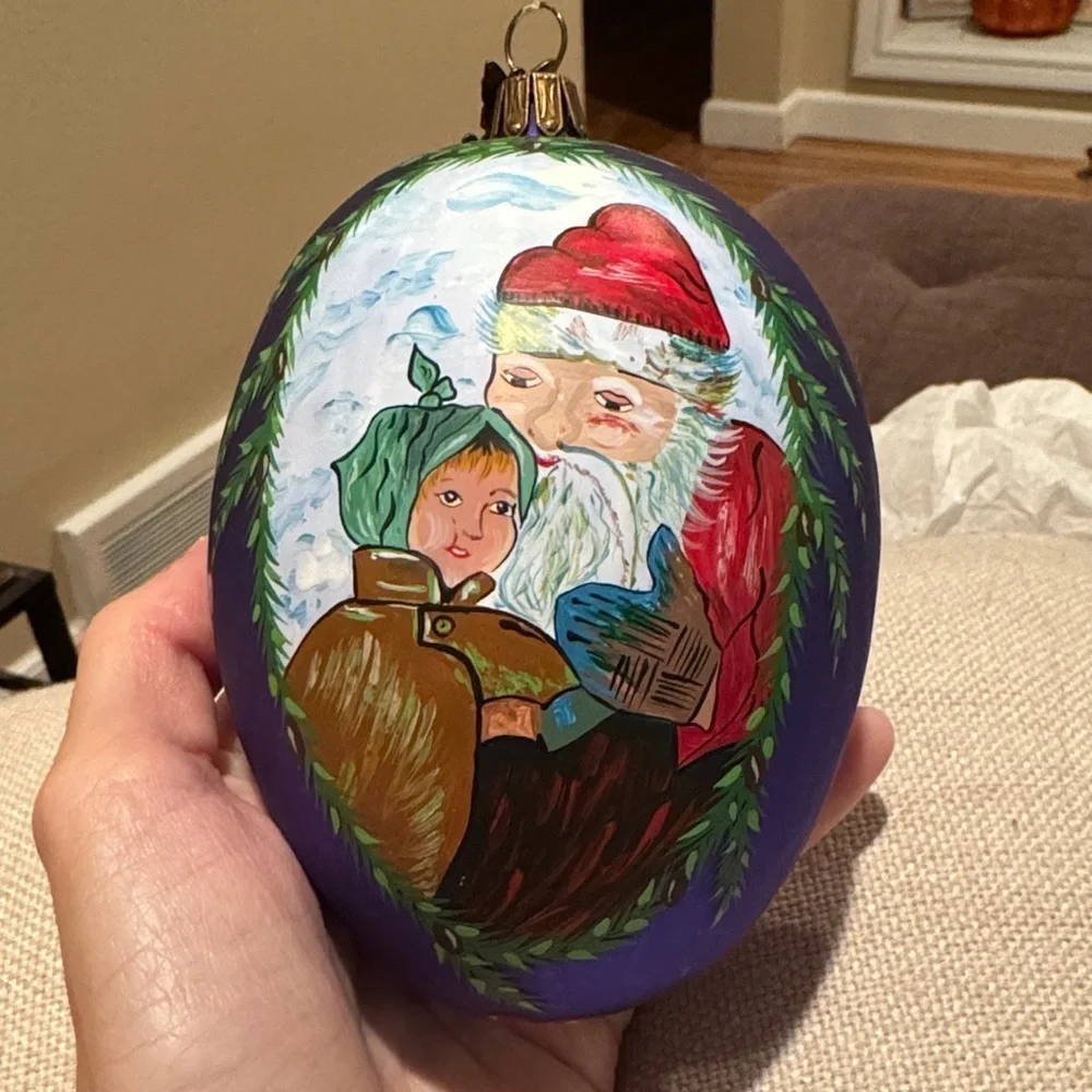 Hand-Painted Santa Christmas Ornament
